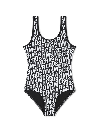 One-piece swimsuit with all-over logo