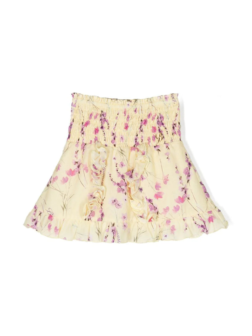 Floral-print flared skirt