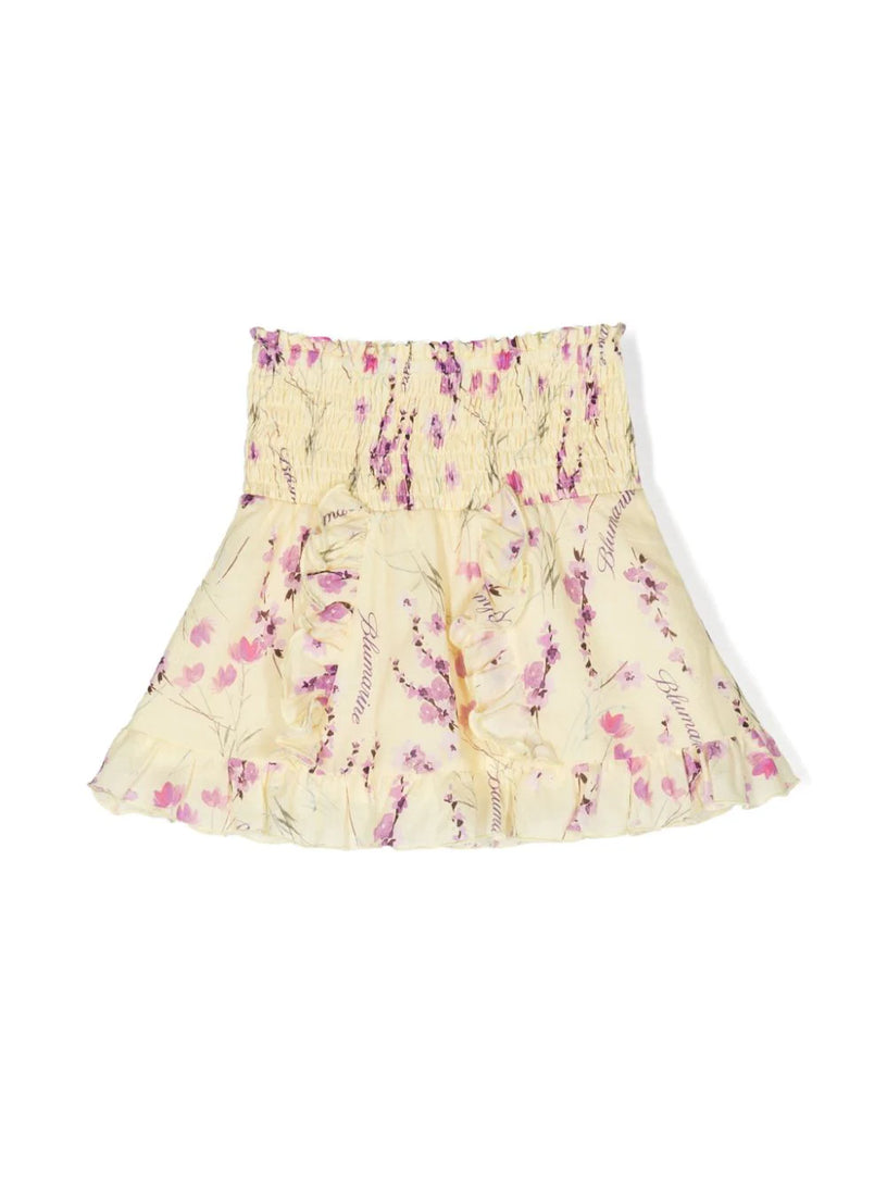 Floral-print flared skirt