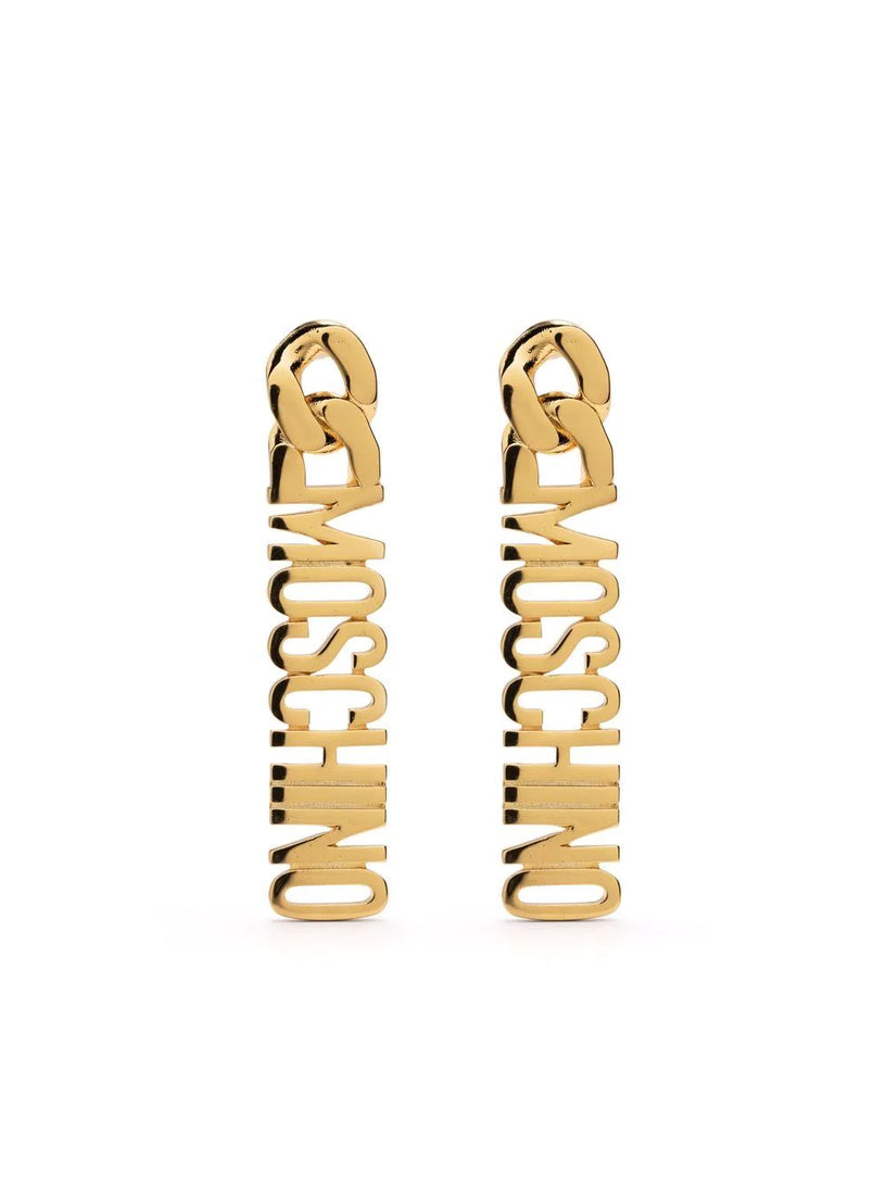 Moschino Lettering logo drop earrings