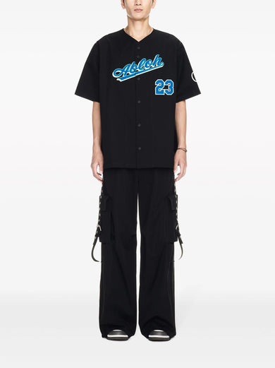 Short-sleeved shirt with baseball logo