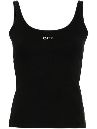 Ribbed tank top with Off logo