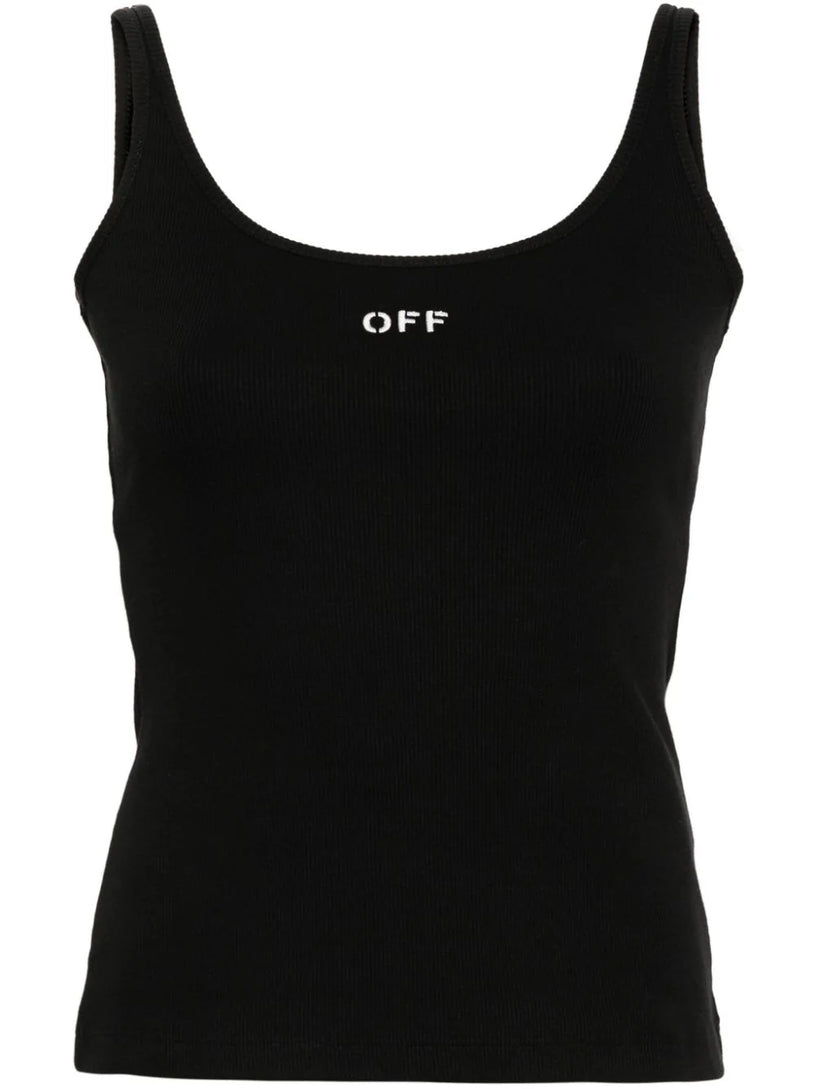 OFF-WHITE Ribbed tank top with off logo