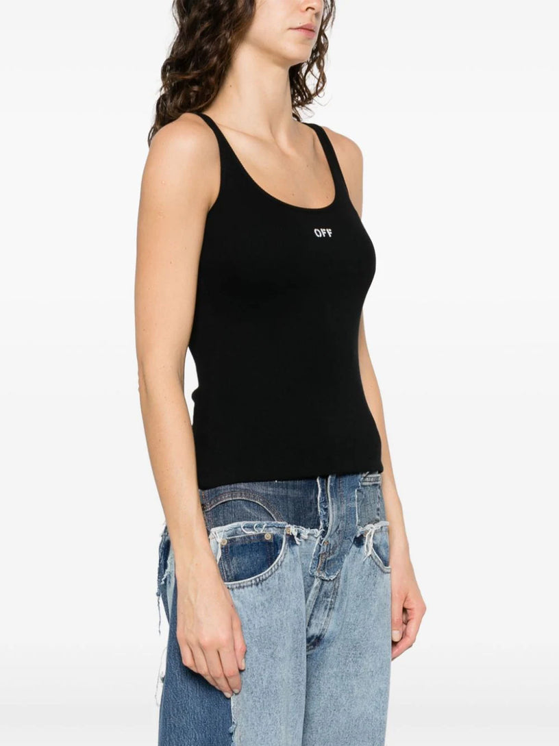 Ribbed tank top with Off logo