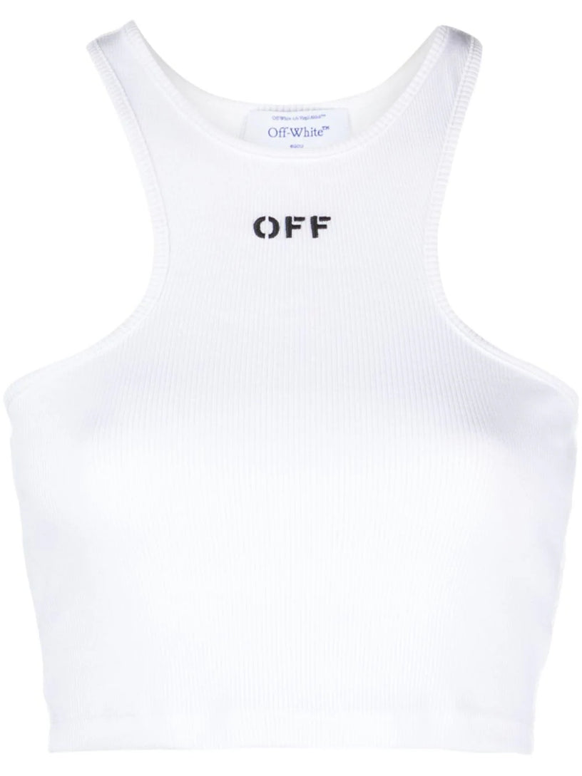 OFF-WHITE Ribbed top with olympic neckline and off logo