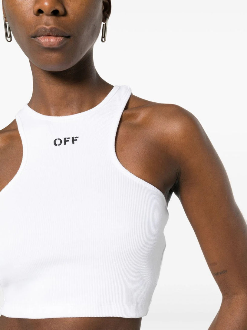 Ribbed top with Olympic neckline and Off logo