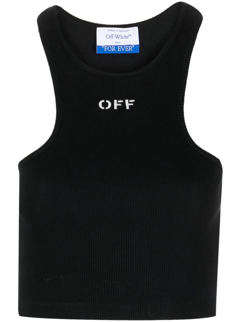 OFF-WHITE Ribbed top with olympic neckline and off logo