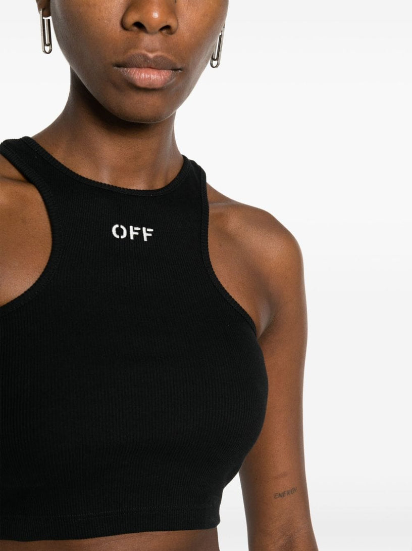 Ribbed top with Olympic neckline and Off logo