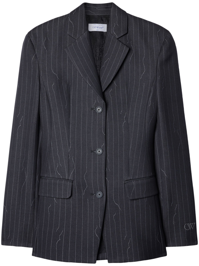 OFF-WHITE Slim-fit three-button pinstripe jacket