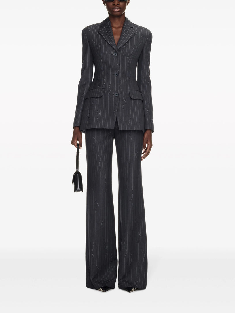 Slim-fit three-button pinstripe jacket