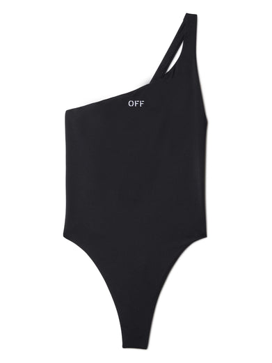 One-shoulder one-piece swimsuit with Off Logo