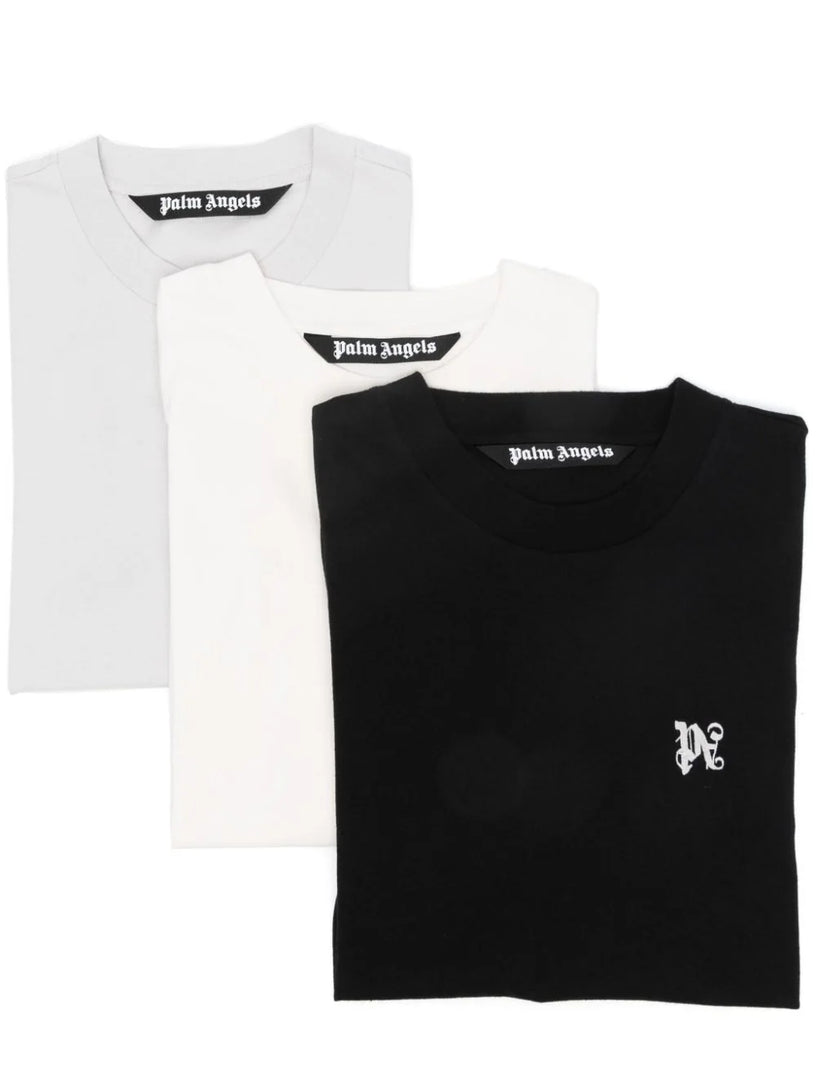 PALM ANGELS Pack of three monogram t-shirts