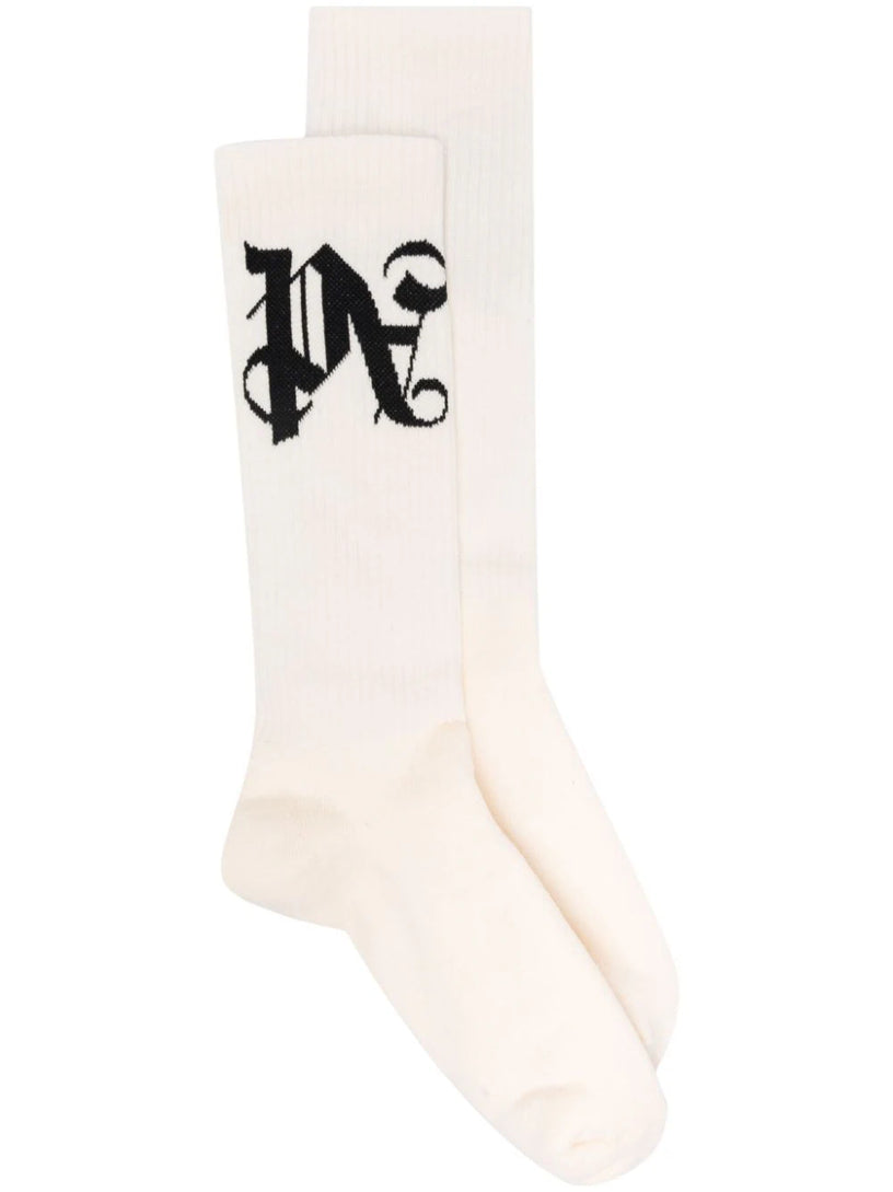 PALM ANGELS Gothic logo socks