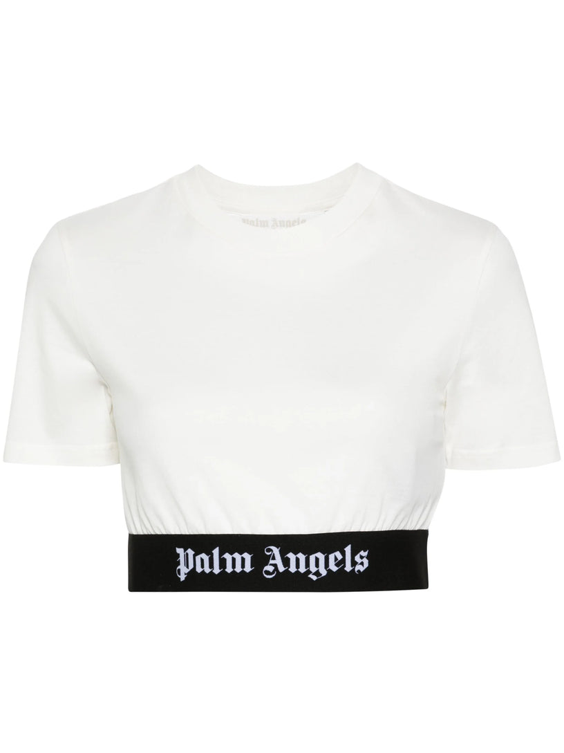 PALM ANGELS Cropped t-shirt with logo band