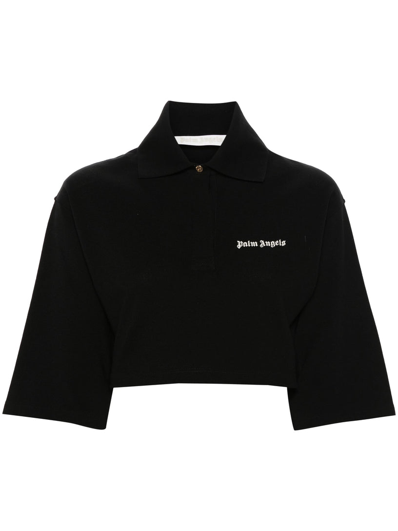 PALM ANGELS Cropped polo shirt with logo