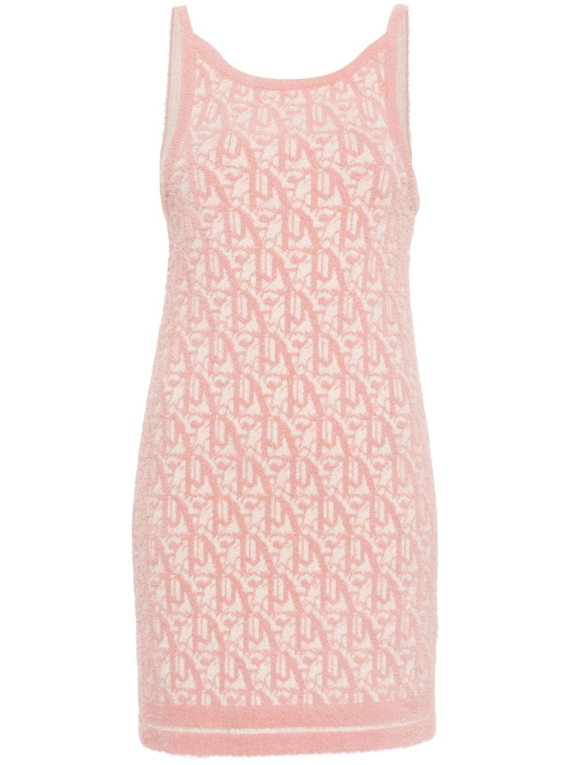 Monogram knit dress with back neckline