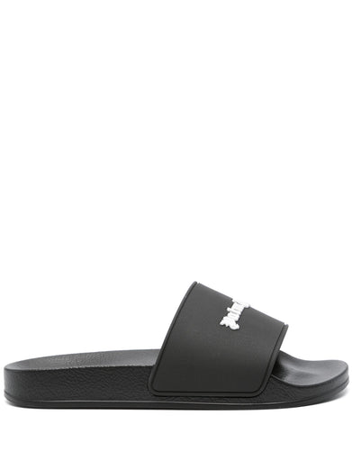 Slides sandals with embossed logo