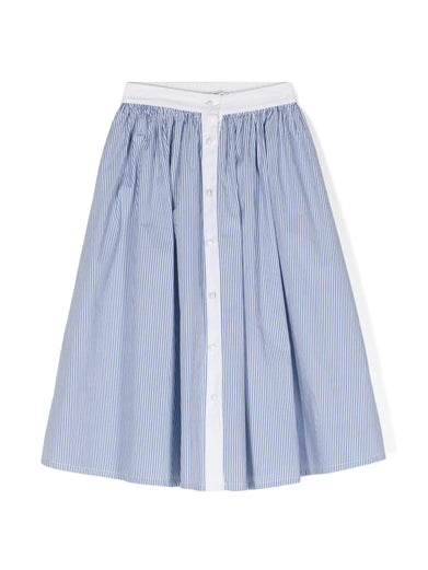 Striped poplin A-skirt