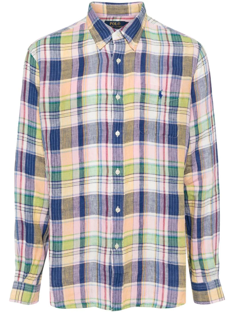 POLO RALPH LAUREN Custom fit plaid linen shirt