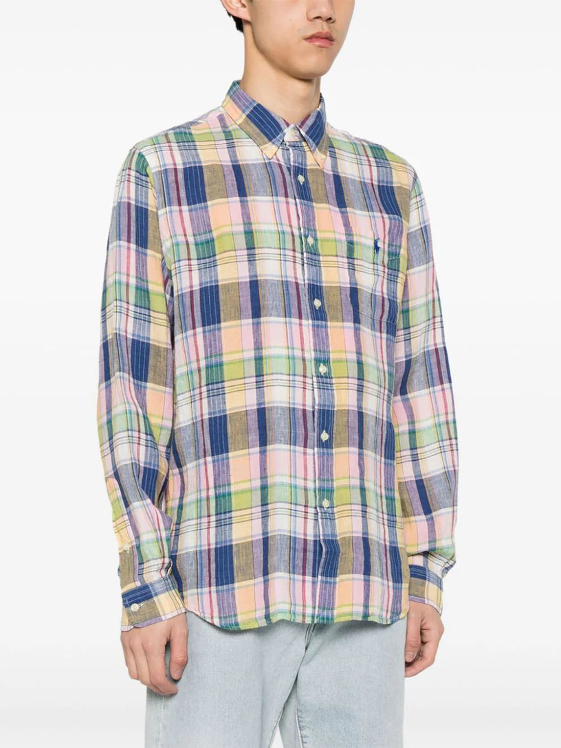 Custom Fit Plaid Linen Shirt