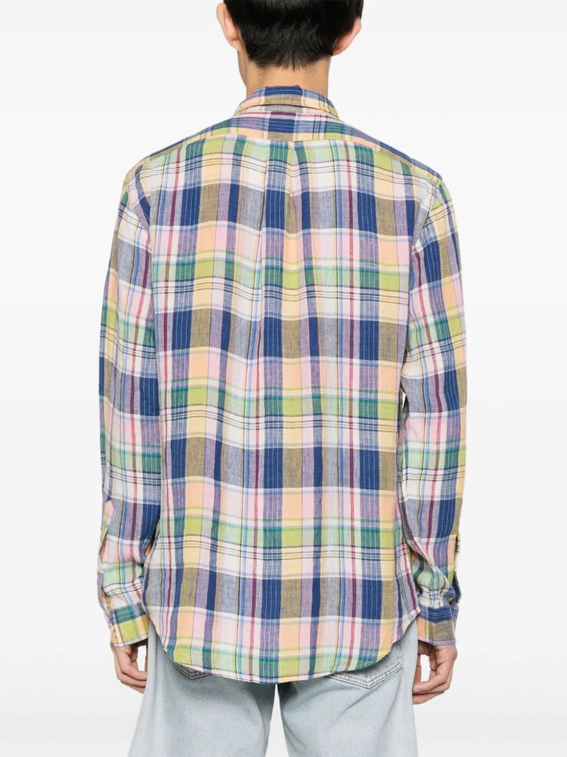 Custom Fit Plaid Linen Shirt