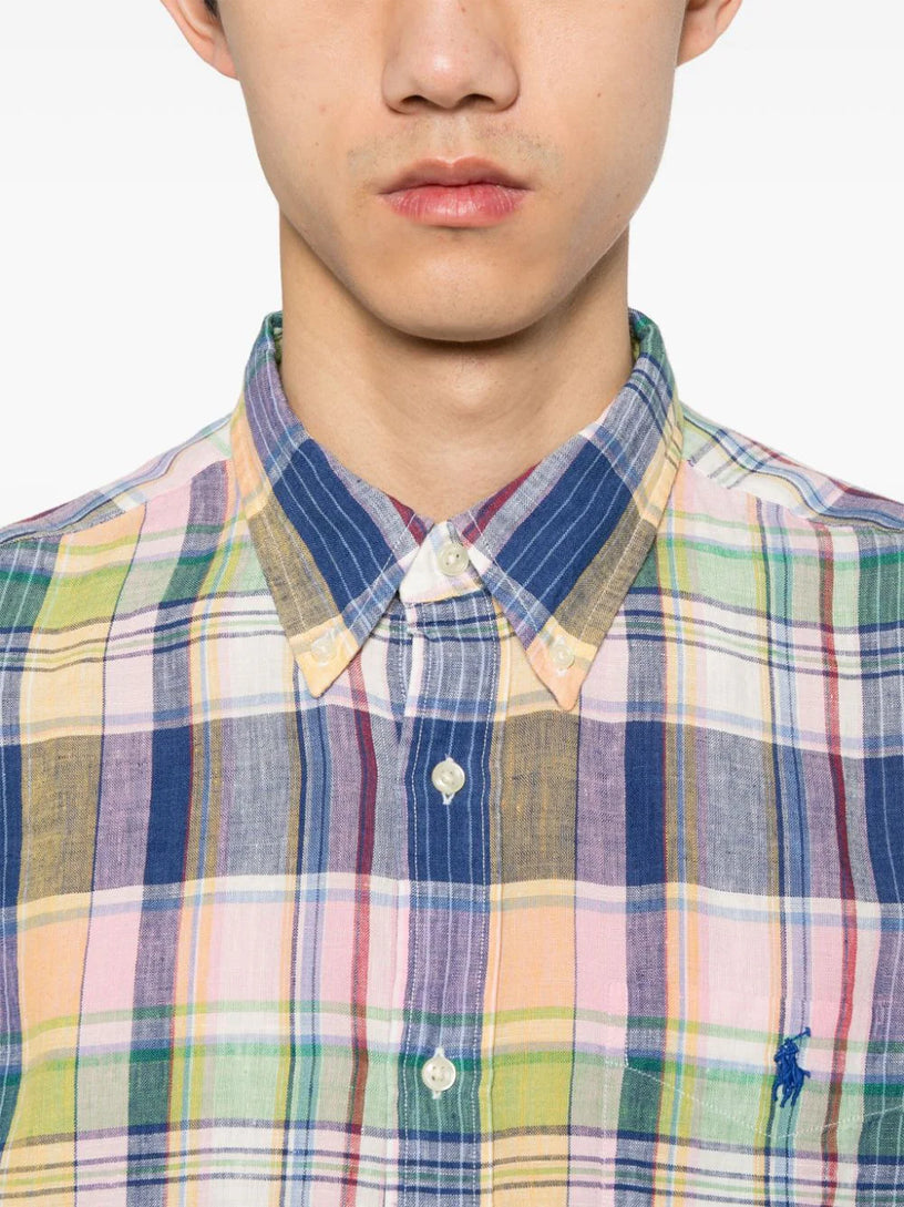 Custom Fit Plaid Linen Shirt