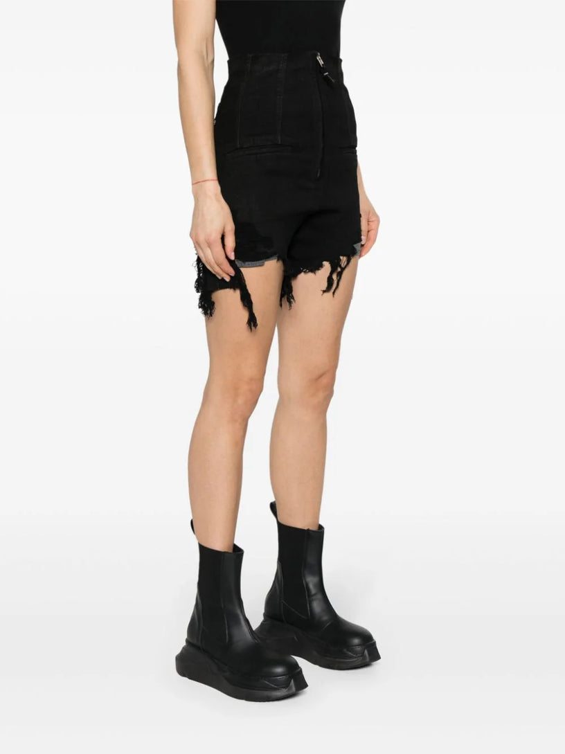 Dirt Cutoffs in black stretch denim