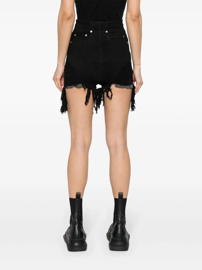 Dirt Cutoffs in black stretch denim