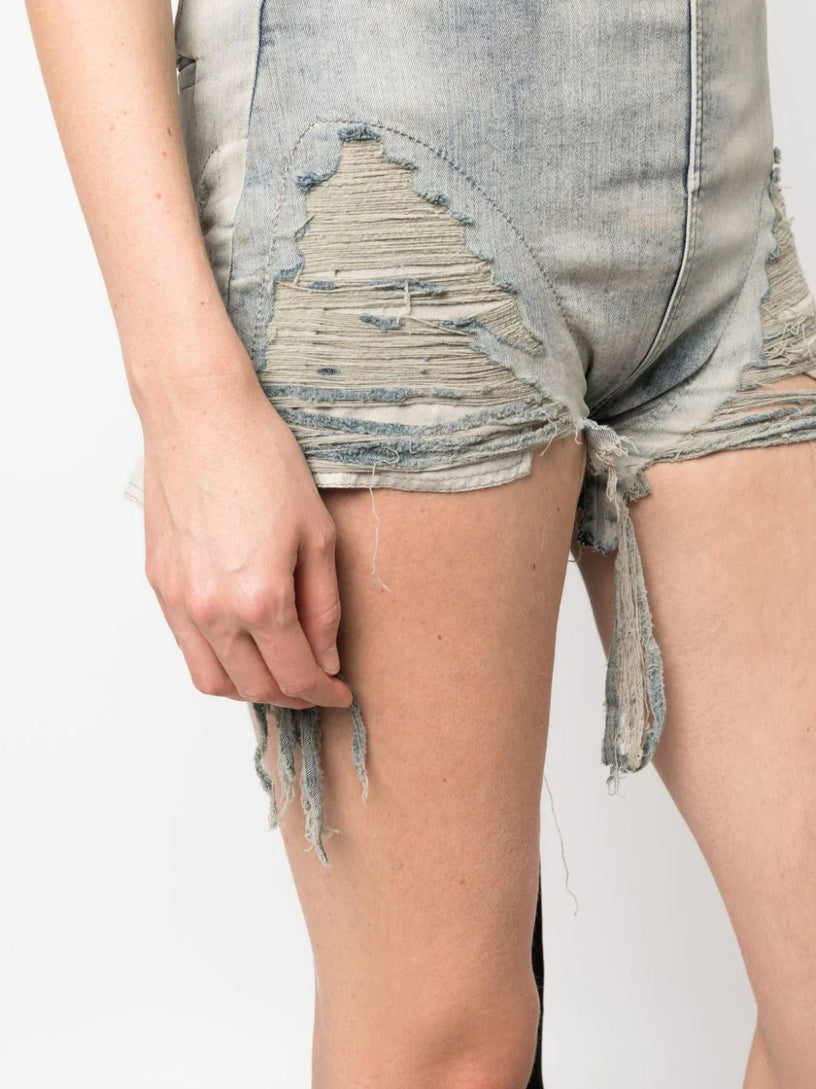 Dirt Cutoffs in sky stretch denim