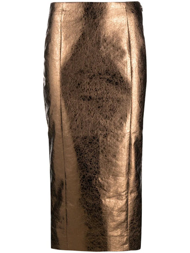 Textured pencil skirt metallic