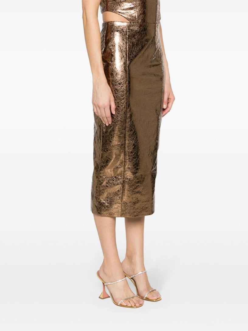 Textured pencil skirt metallic