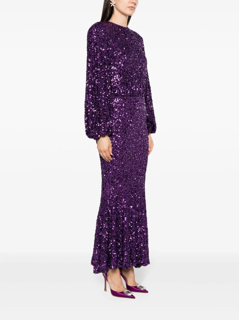 Sequins maxi dress purple