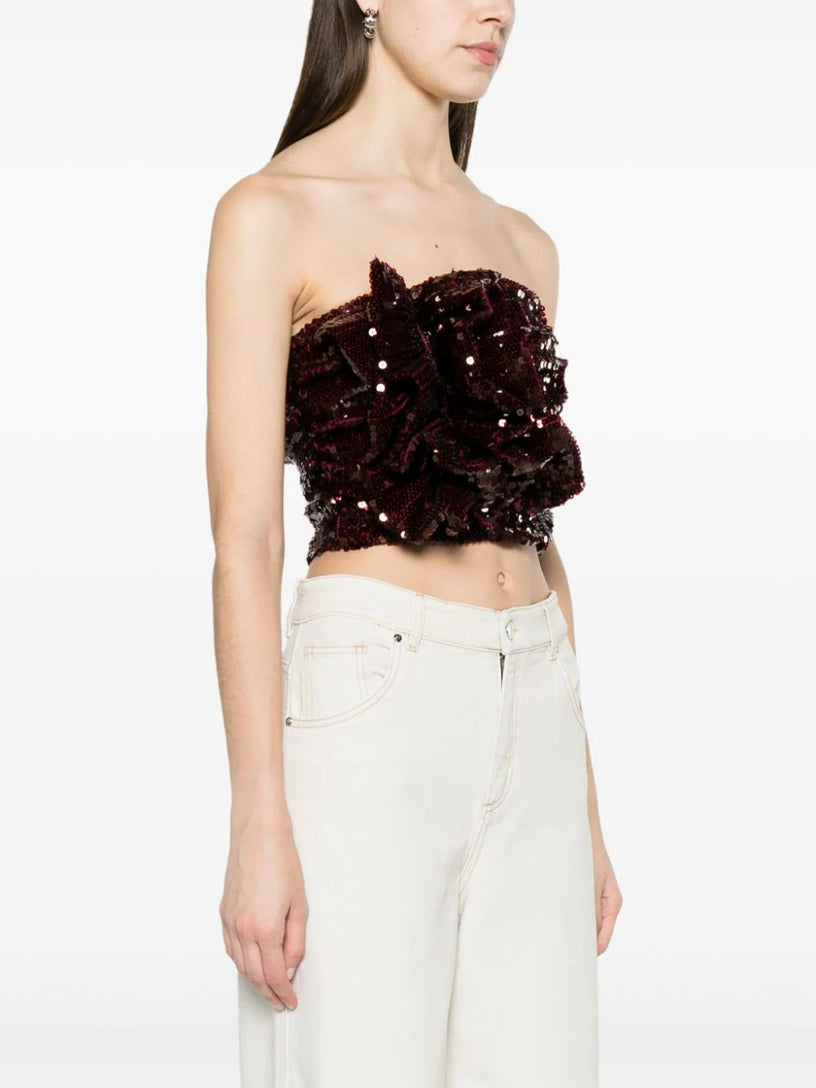 Sequins Ruched Crop Top