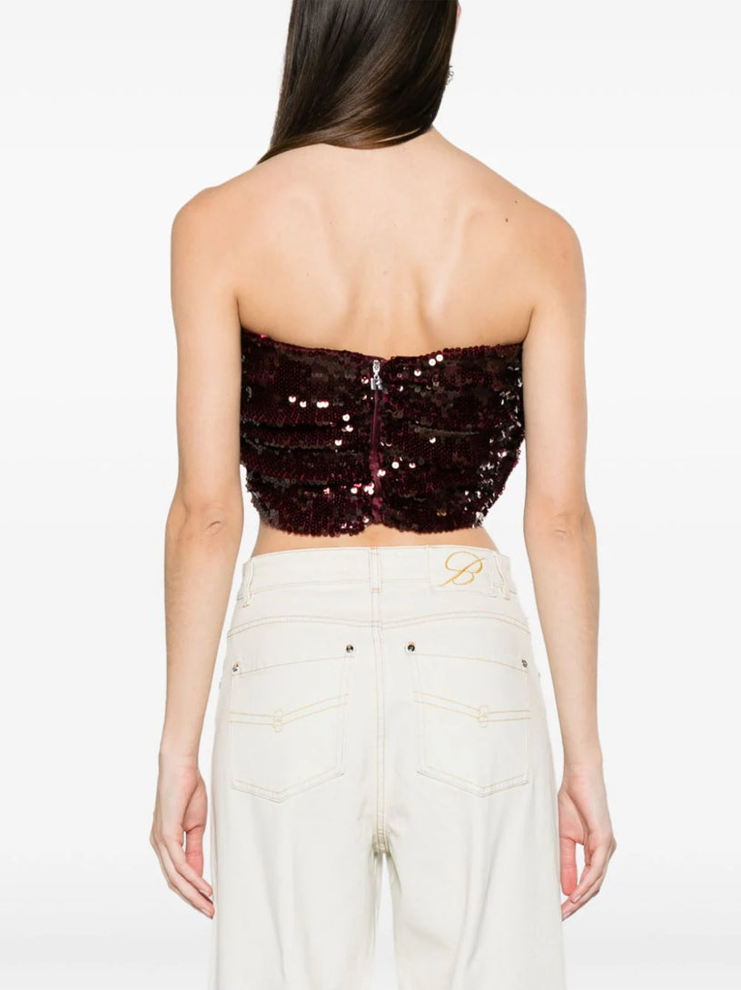 Sequins Ruched Crop Top