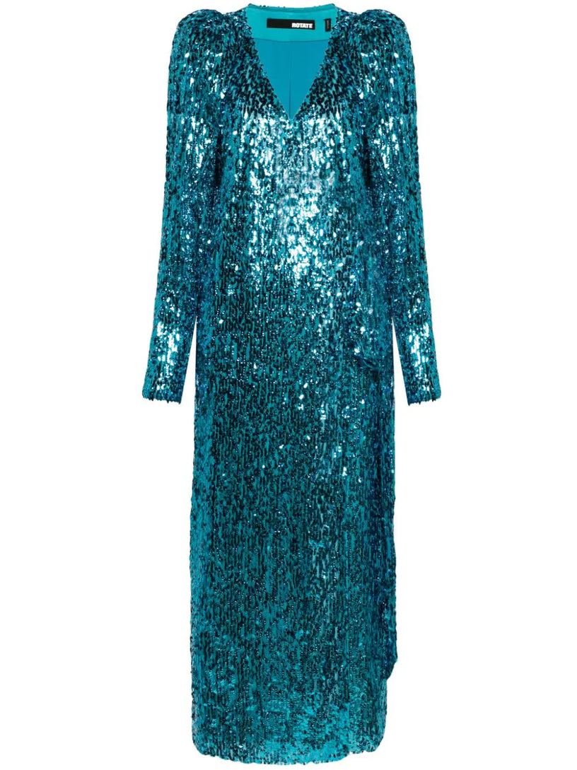 ROTATE Sequins wrap midi dress