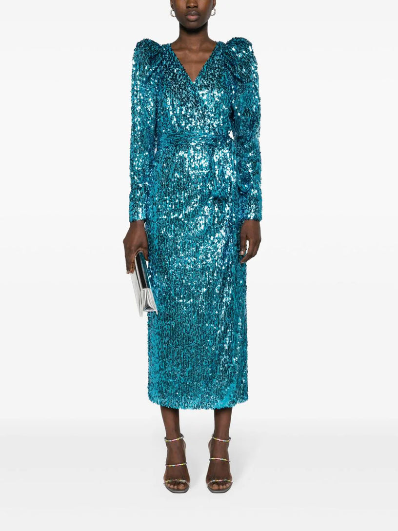 Sequins wrap midi dress