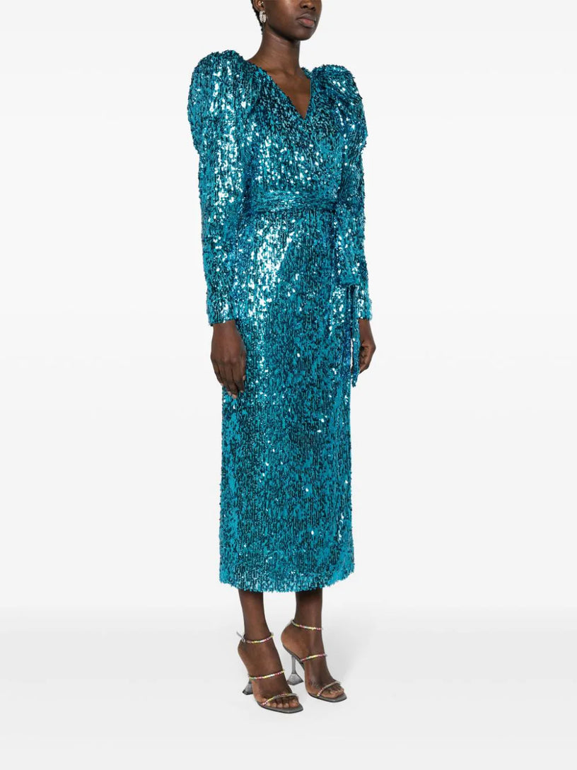 Sequins wrap midi dress