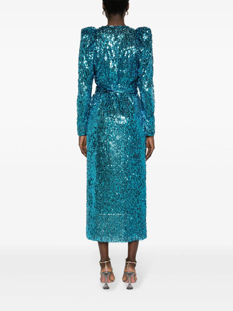 Sequins wrap midi dress