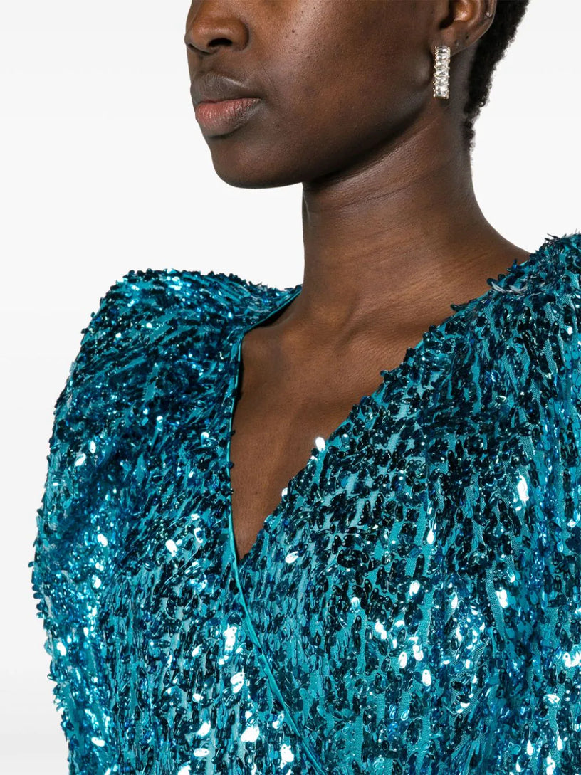 Sequins wrap midi dress