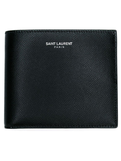 East/West Saint Laurent Paris wallet with coin purse in grain de poudre embossed leather