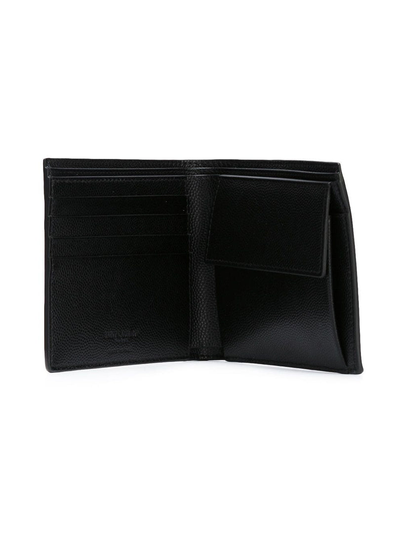 East/West Saint Laurent Paris wallet with coin purse in grain de poudre embossed leather