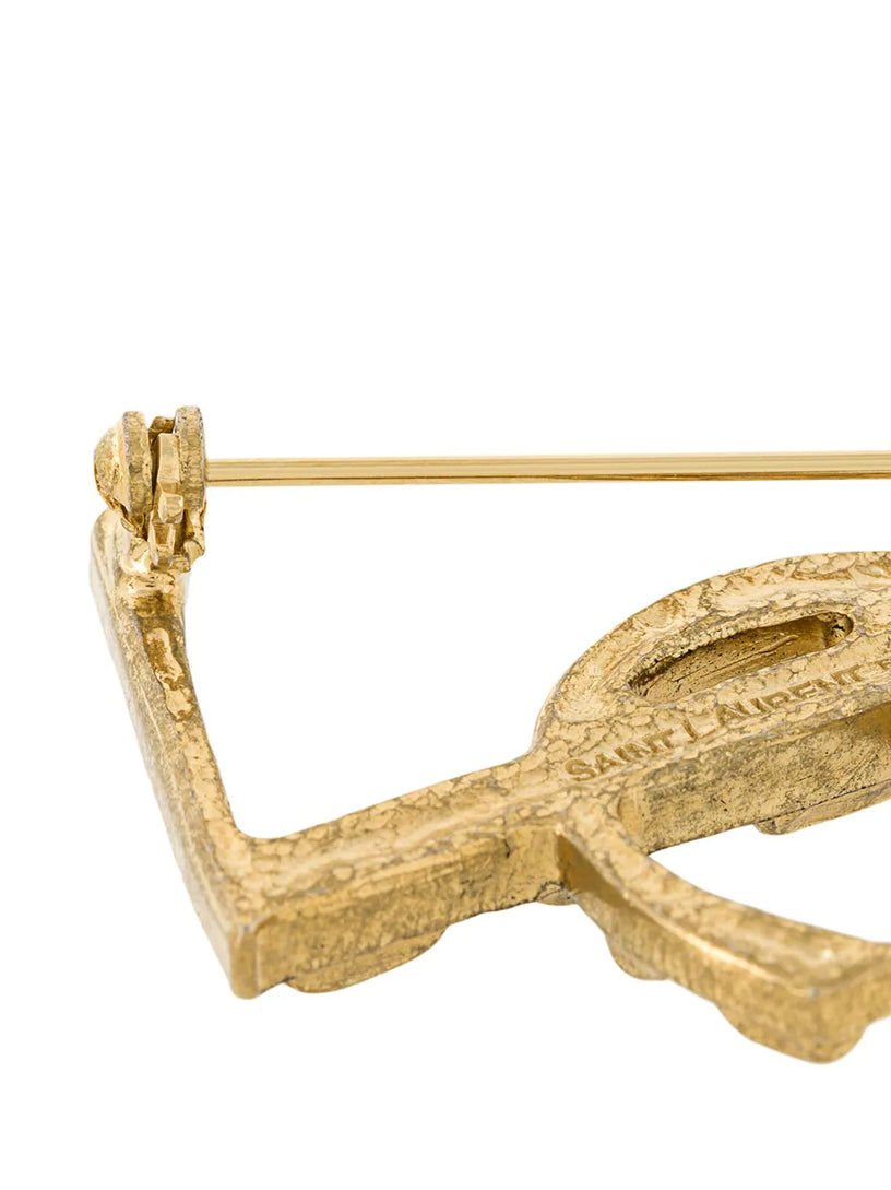 Opyum YSL crocodile brooch in golden-plated brass