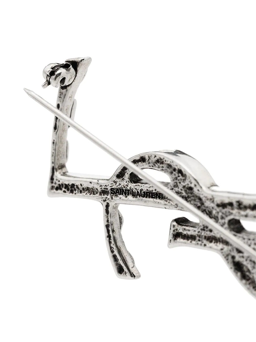 Opyum YSL crocodile brooch in silver-plated brass