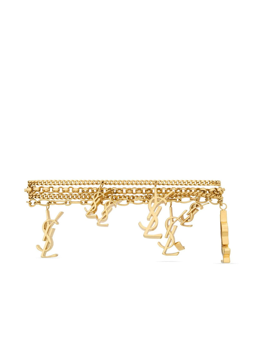 Saint Laurent Multi-turn cassandre chain bracelet in metal and rhinestones