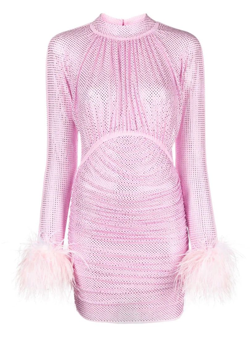 Rhinestone feather mini dress