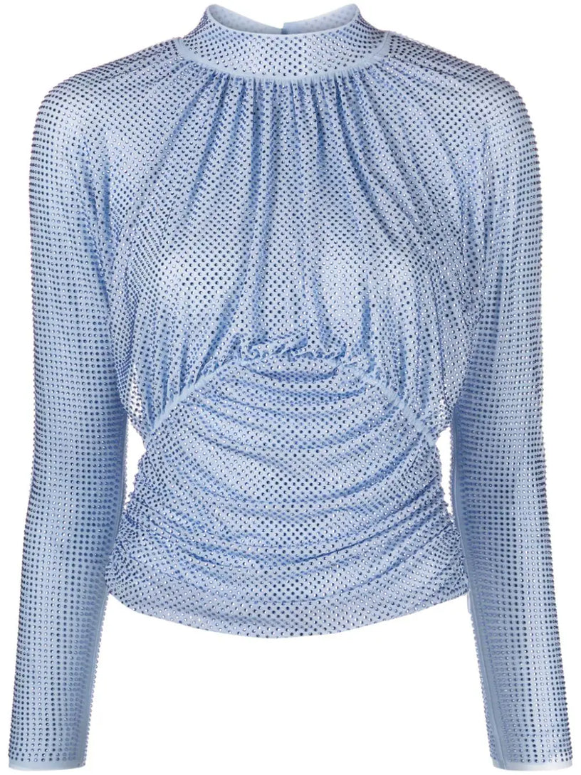 SELF PORTRAIT Rhinestone mesh top