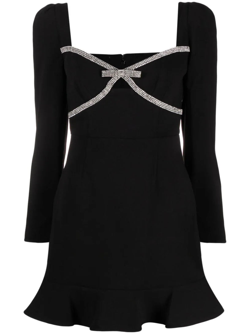 SELF PORTRAIT Diamante bow mini dress