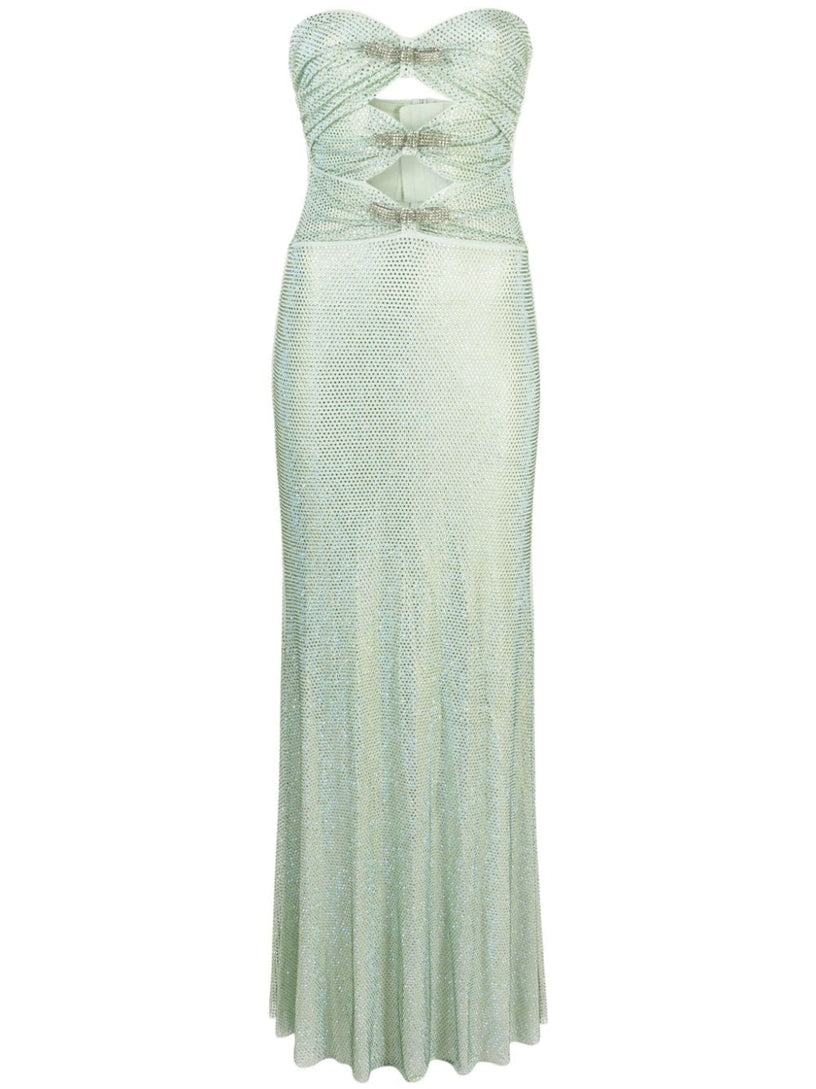 Mint rhinestone strapless maxi dress