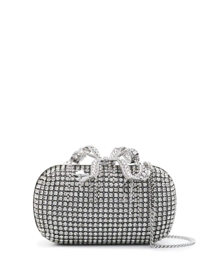 SELF PORTRAIT Silver chainmail clutch bag