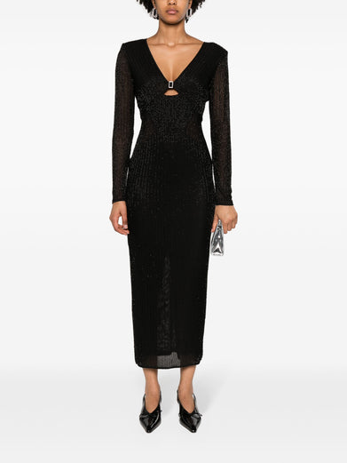 Beaded Mesh Midi Dress